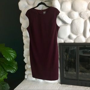 Vince Camuto aubergine crepe sheath dress